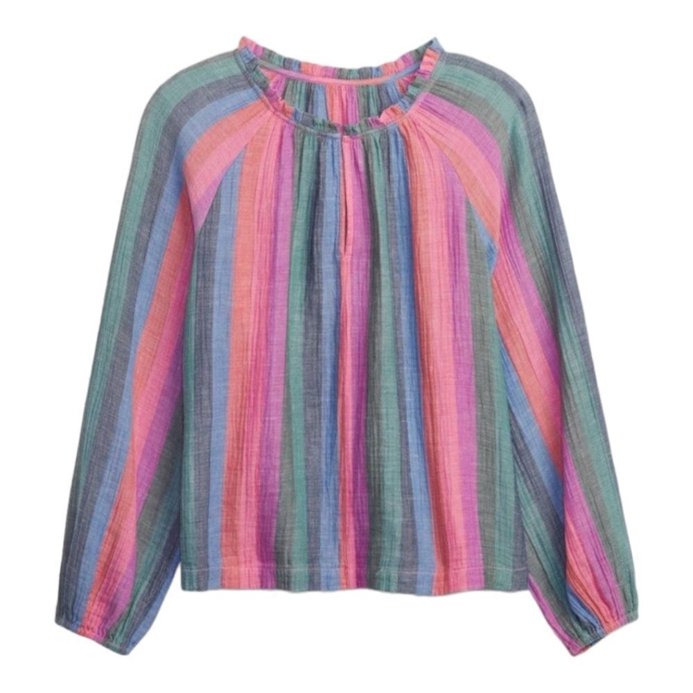 Gap Linen Blend Stripe Peasant Blouse - Picture 3 of 9
